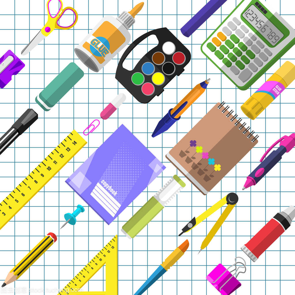 为小学生准备的文具、创意和学习用品
